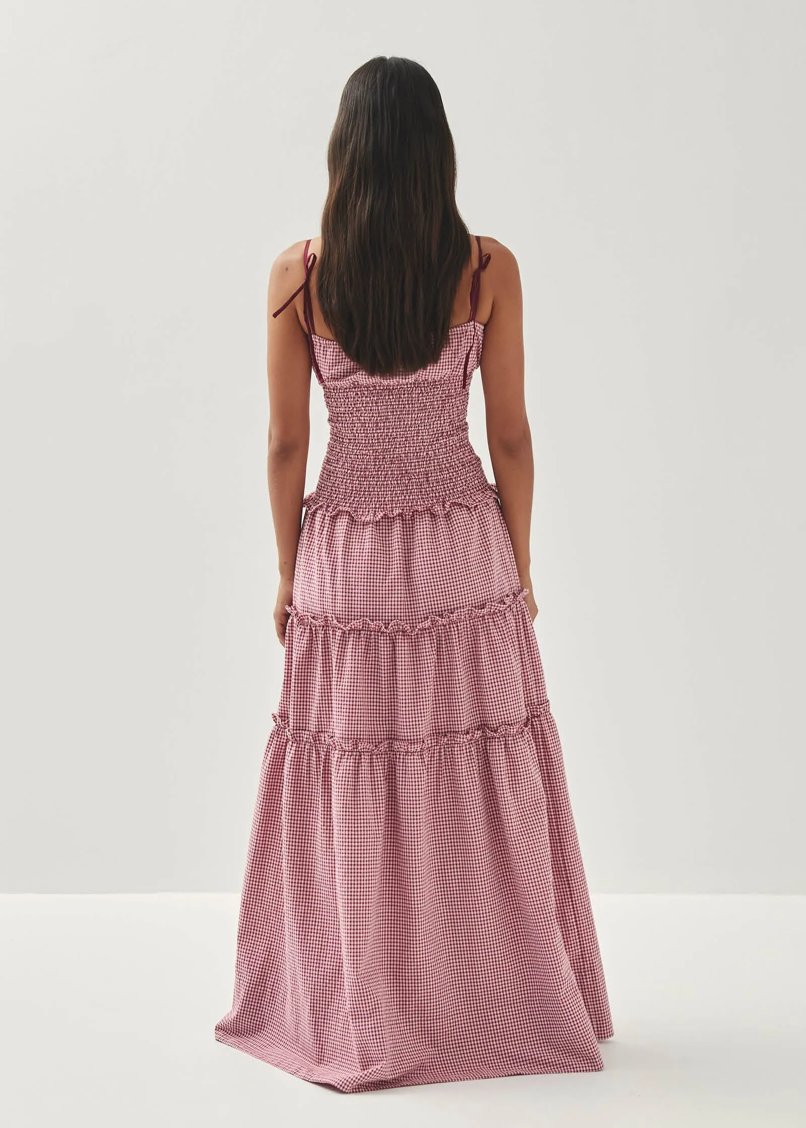 Masami Checks Burgundy Dress sold by Alohas product image thumbnail 5