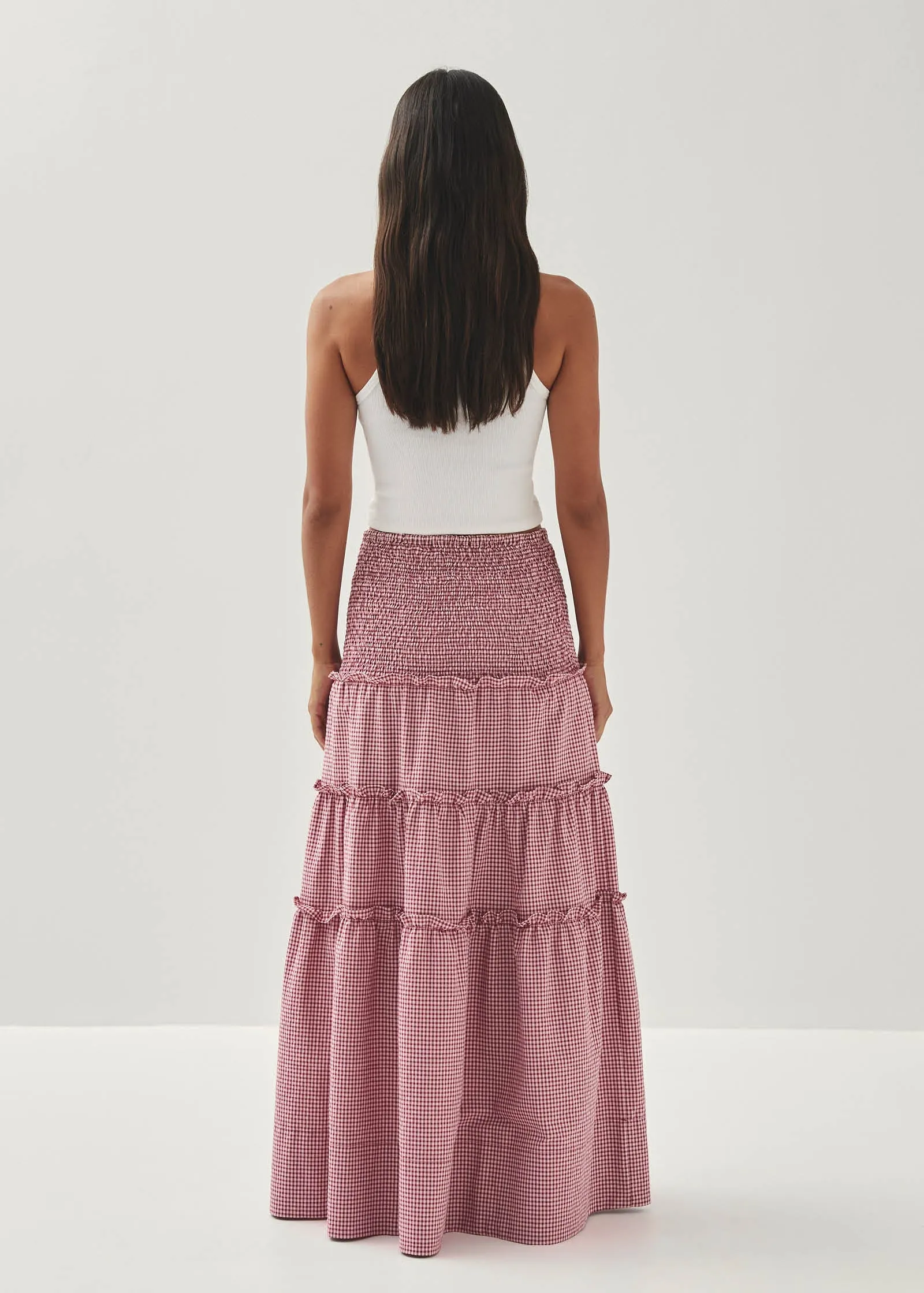 Atenea Checks Burgundy Skirt sold by Alohas product image thumbnail 5