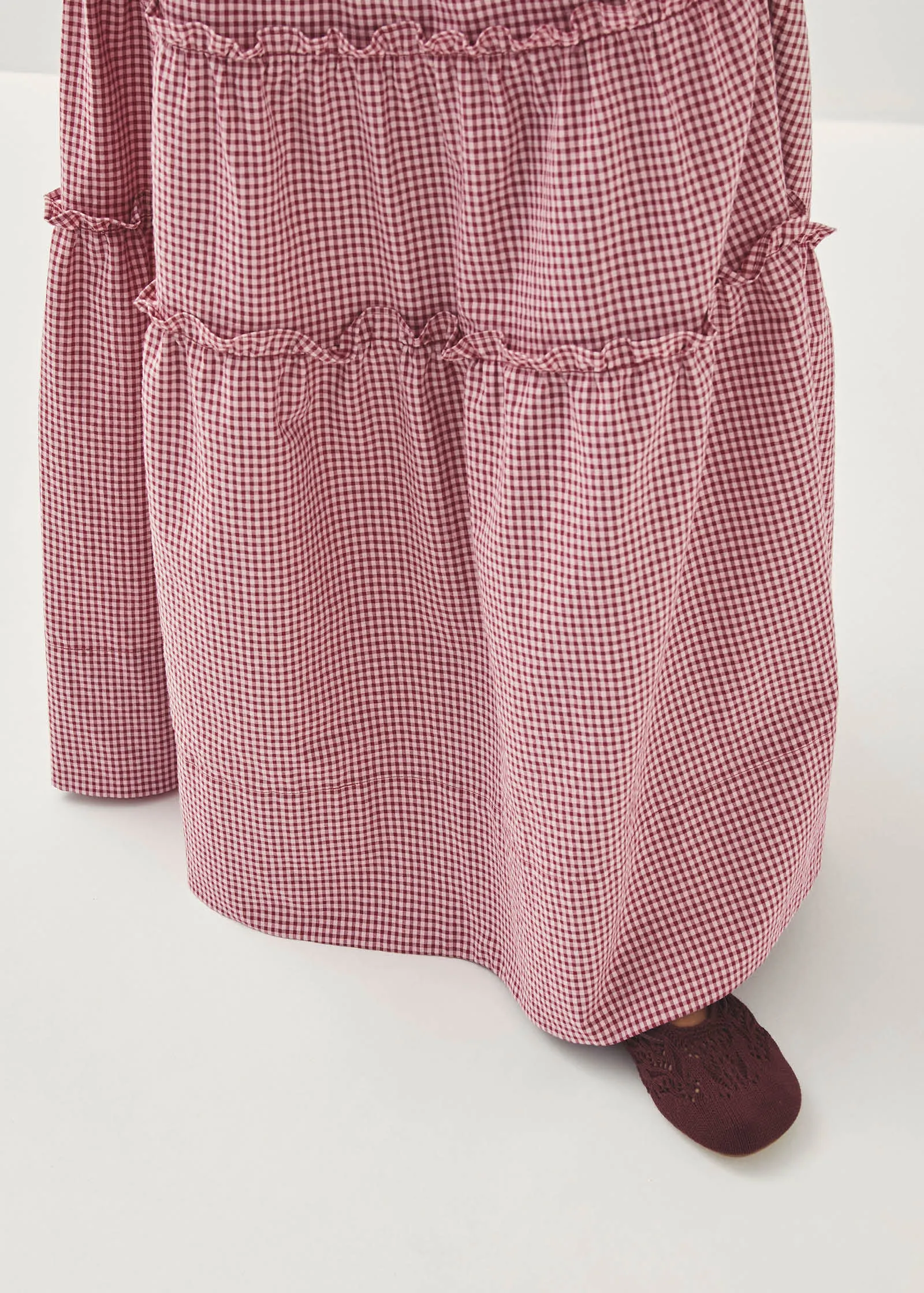 Atenea Checks Burgundy Skirt sold by Alohas product image thumbnail 2