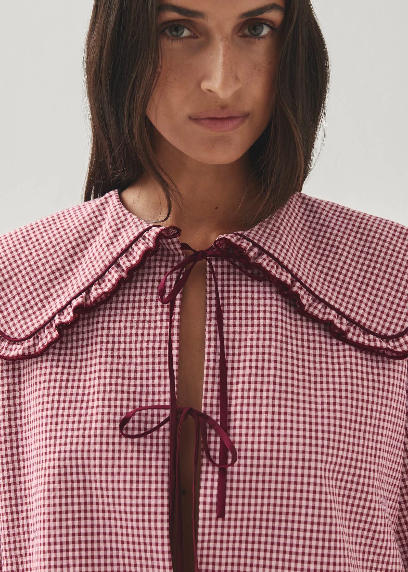 Airi Checks Burgundy Blouse sold by Alohas product image thumbnail 2