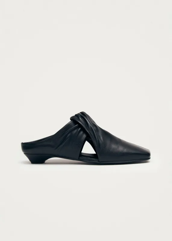 Blau Black Leather Mules sold by Alohas