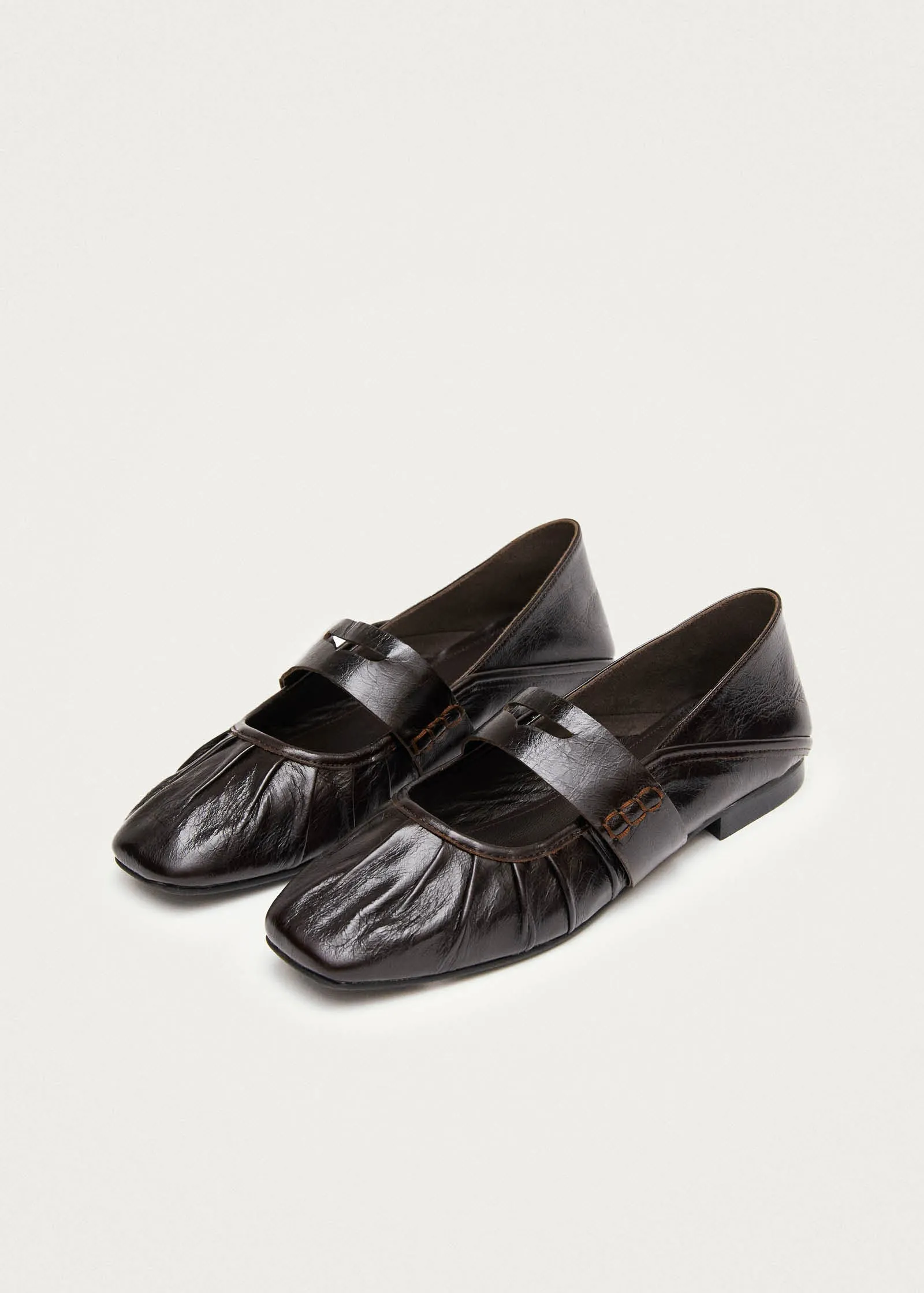 Bargo Brown Leather Ballet Flats sold by Alohas product image thumbnail 2