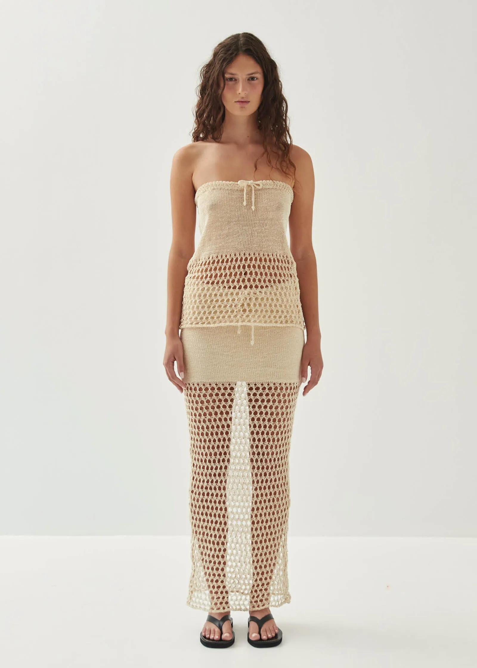 Elea Ecru Tricot Skirt sold by Alohas