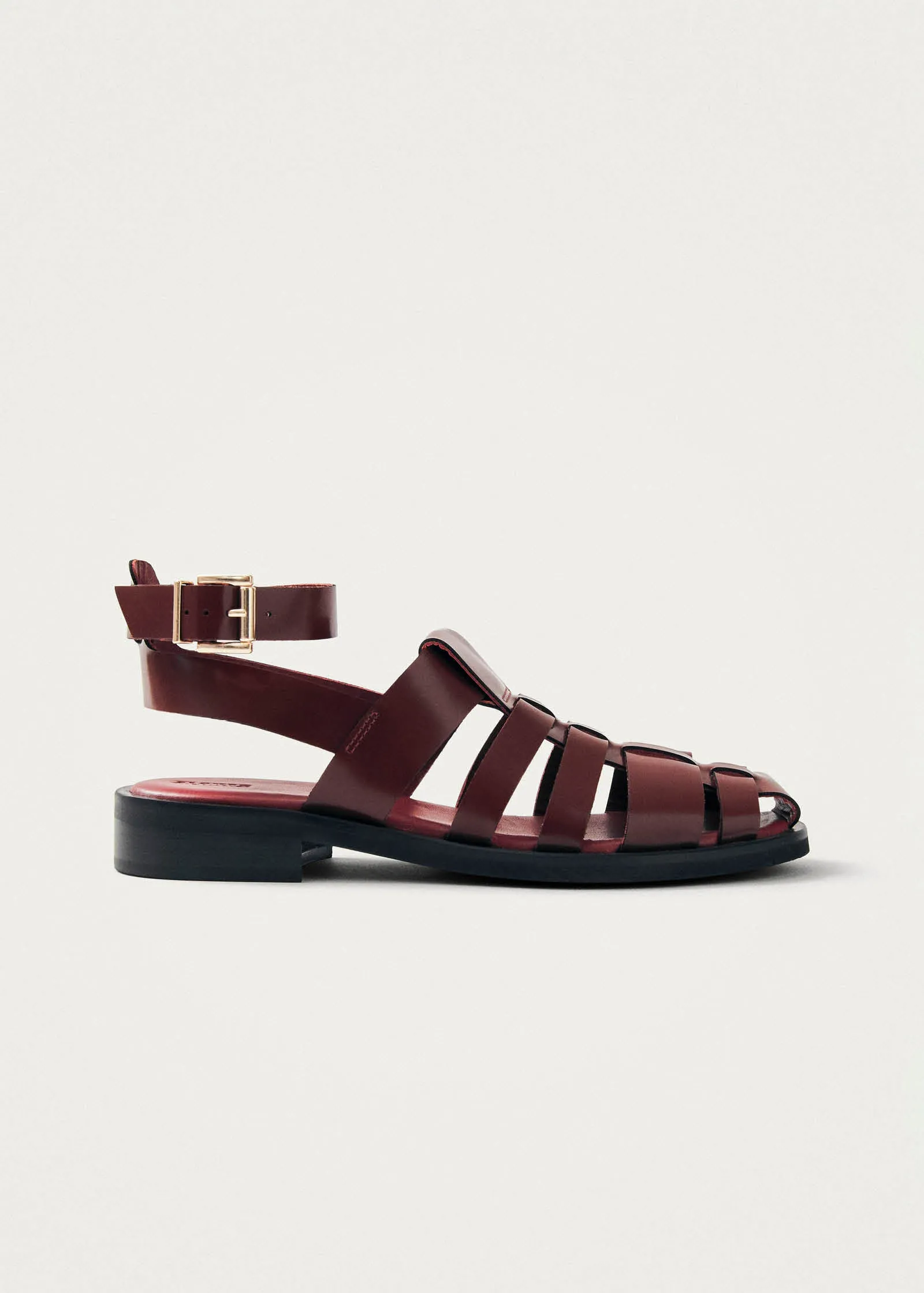 Perry Sleek Burgundy Leather Sandals sold by Alohas