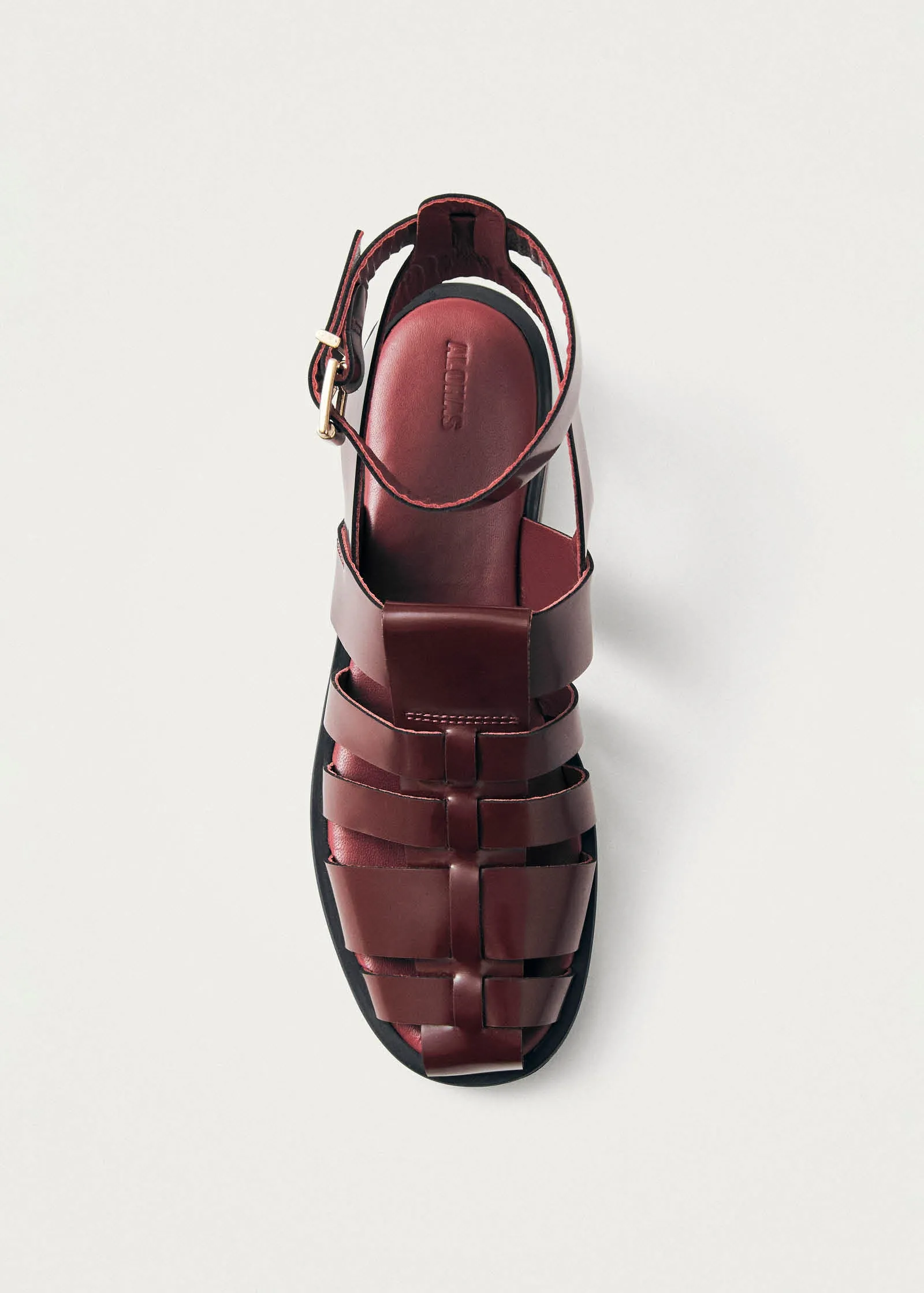 Perry Sleek Burgundy Leather Sandals sold by Alohas product image thumbnail 5