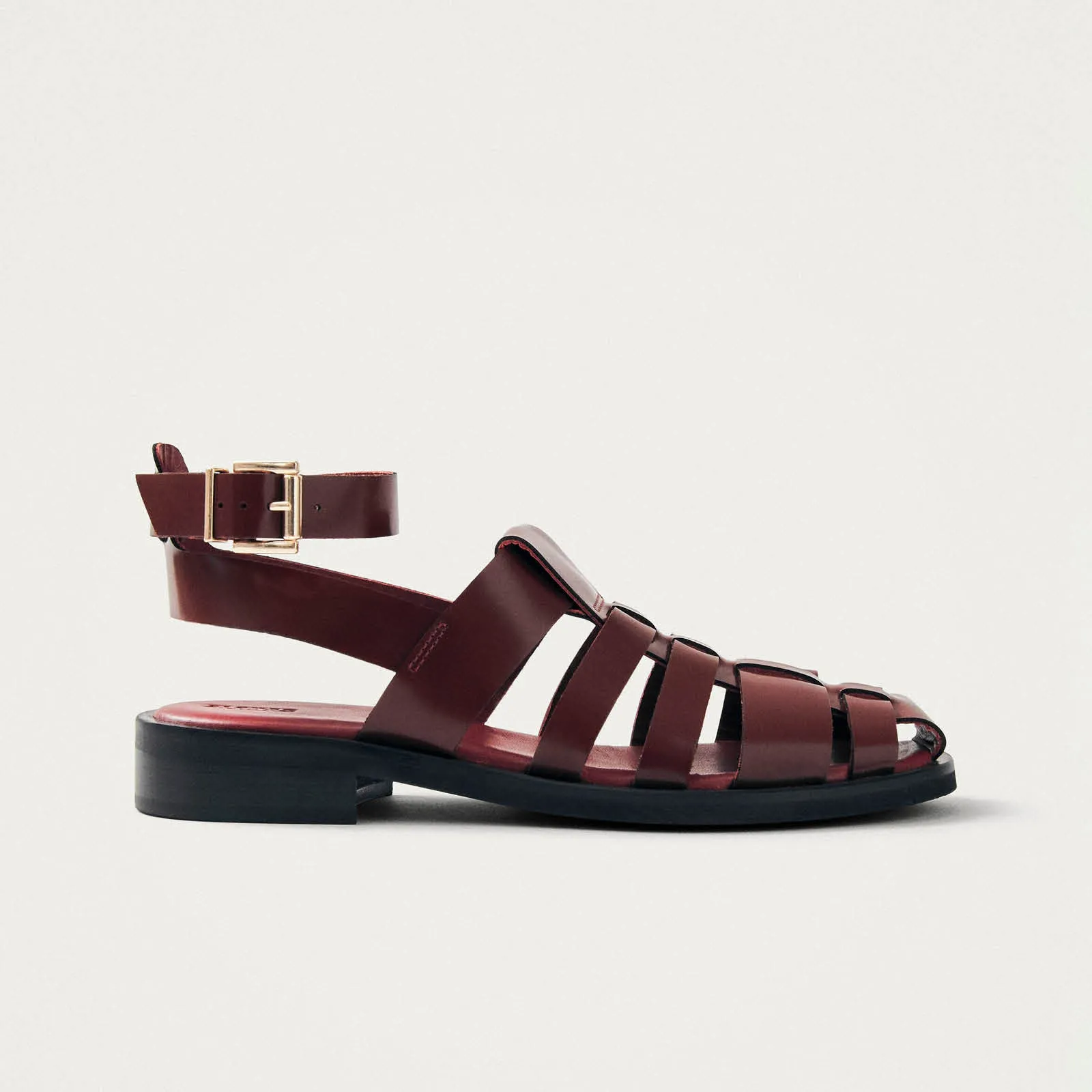 Perry Sleek Burgundy Leather Sandals sold by Alohas product image thumbnail 3