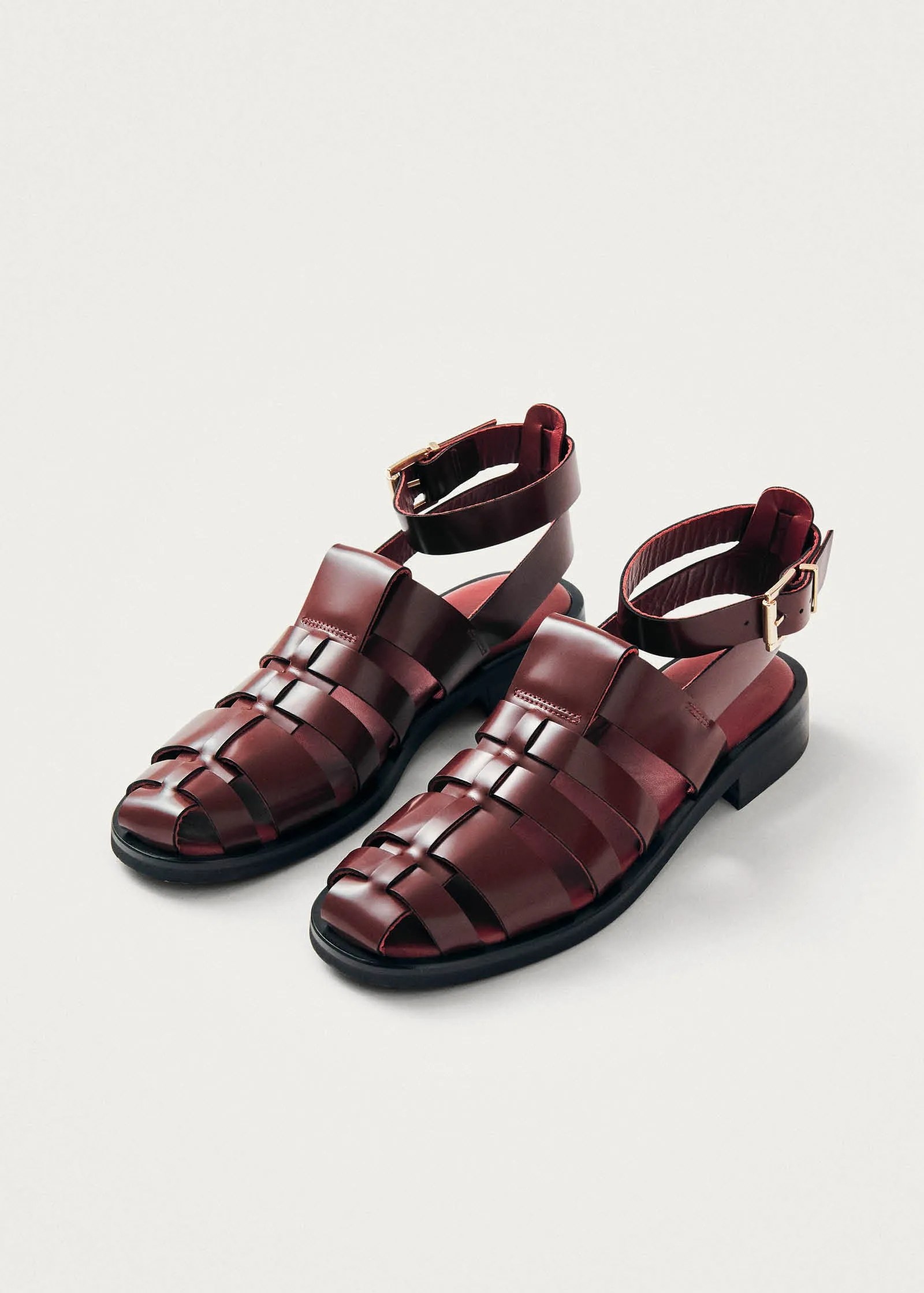 Perry Sleek Burgundy Leather Sandals sold by Alohas product image thumbnail 2