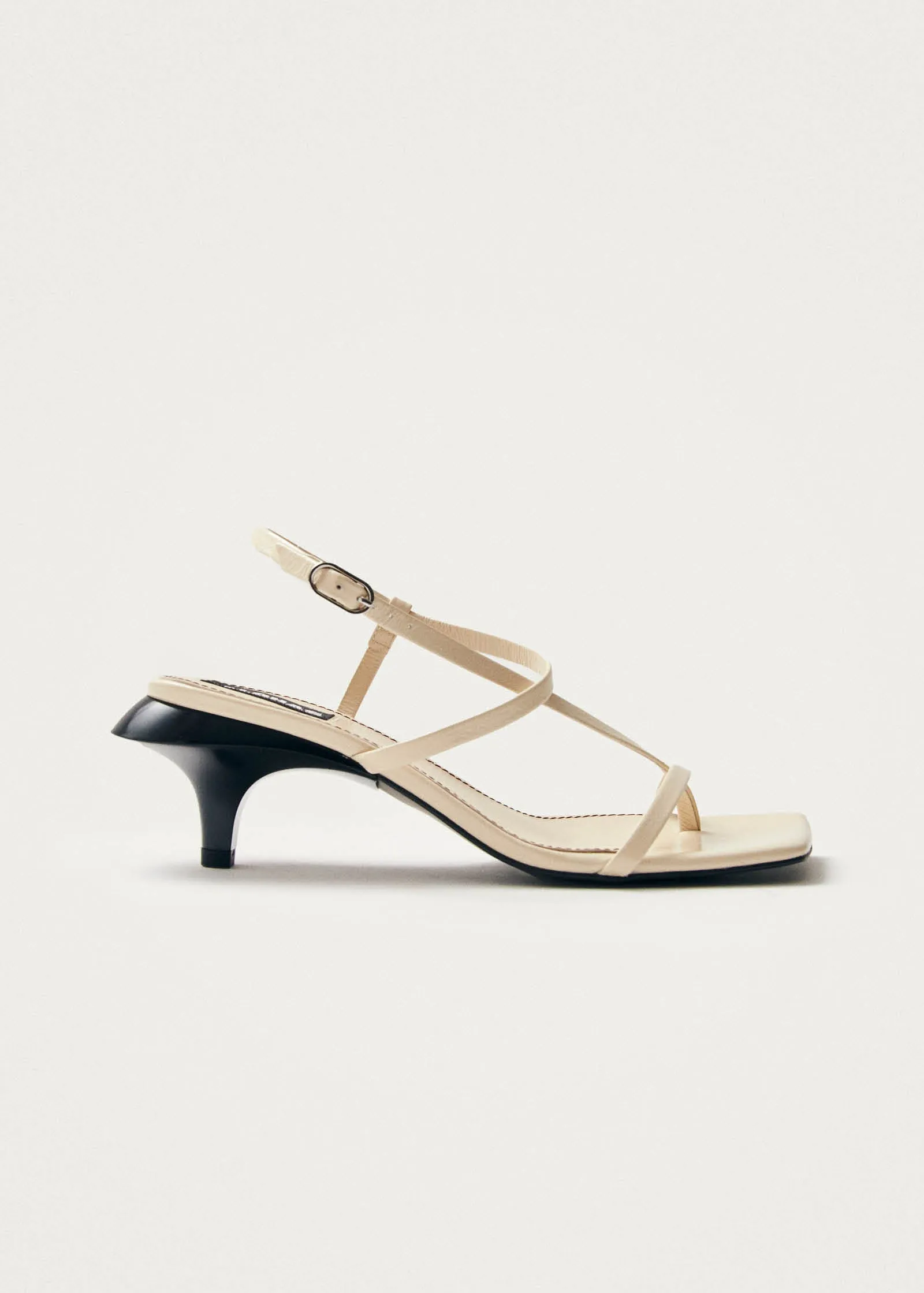 Magali Onix Cream Leather Sandals sold by Alohas