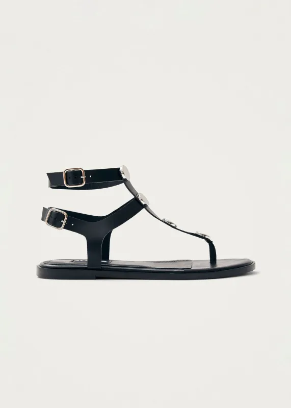 Xena Black Leather Sandals sold by Alohas
