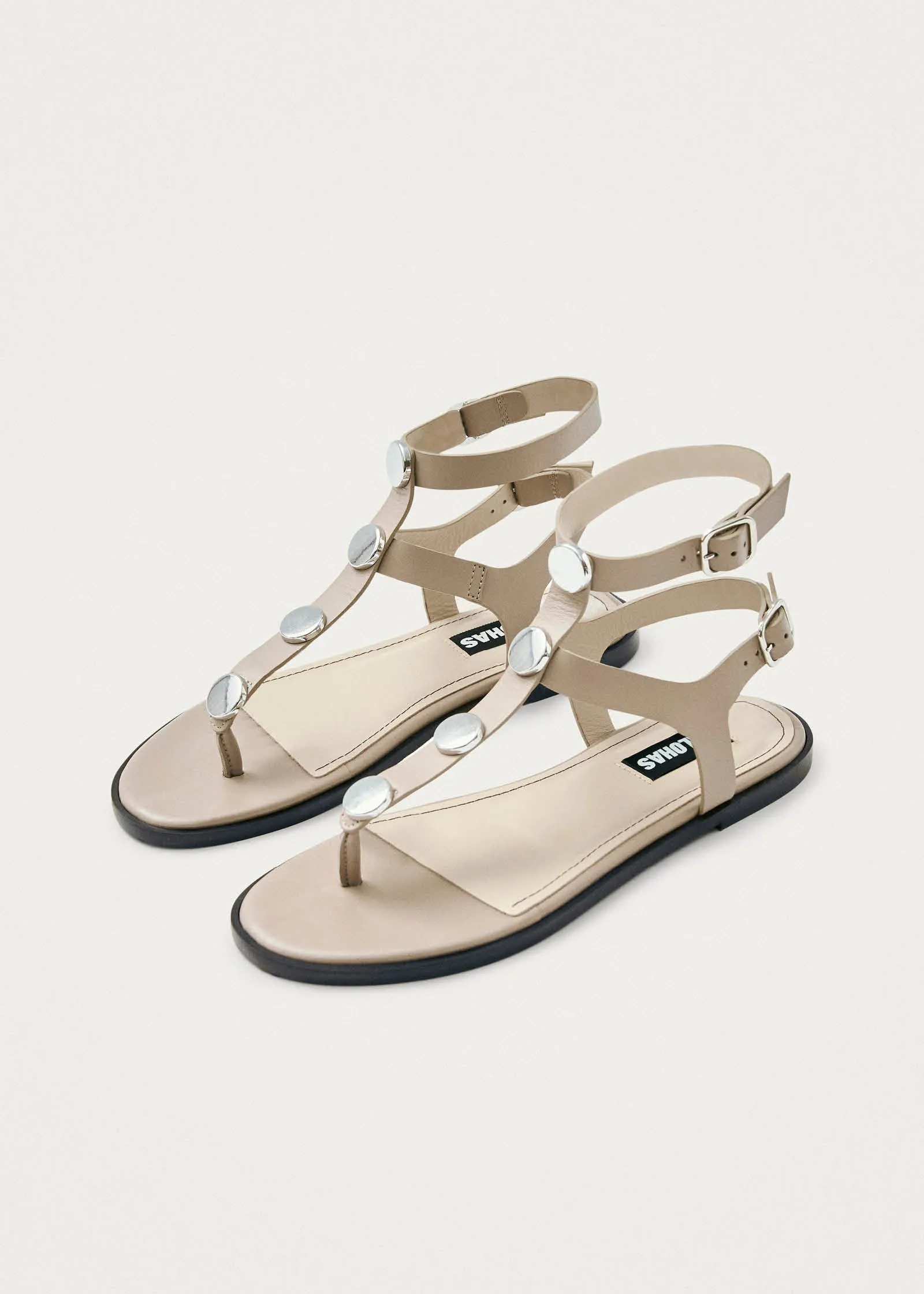 Xena Stone Beige Leather Sandals sold by Alohas product image thumbnail 2