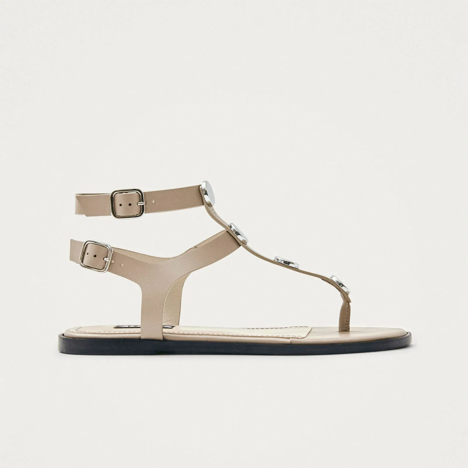 Xena Stone Beige Leather Sandals sold by Alohas product image thumbnail 3