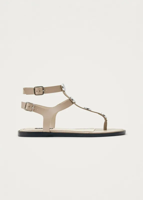 Xena Stone Beige Leather Sandals sold by Alohas