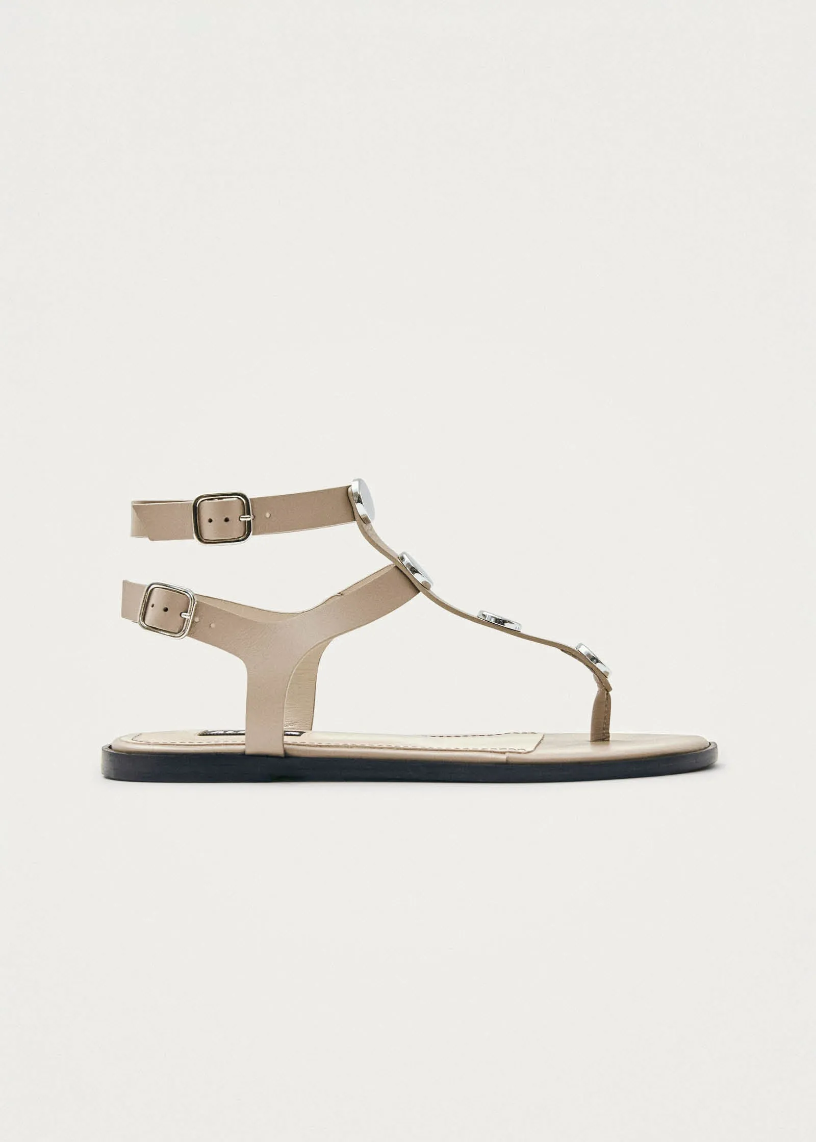 Xena Stone Beige Leather Sandals sold by Alohas