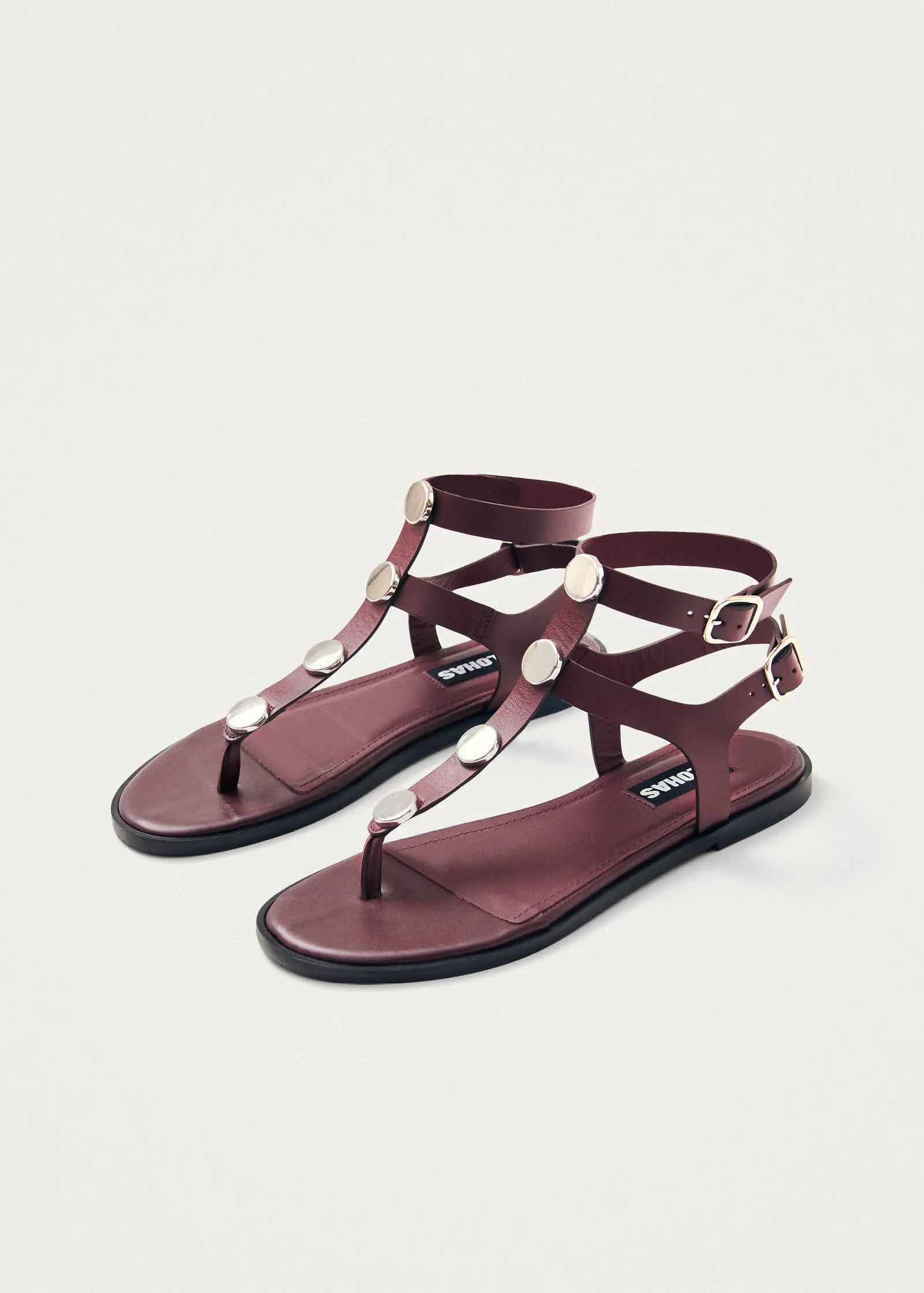 Xena Burgundy Leather Sandals sold by Alohas product image thumbnail 2