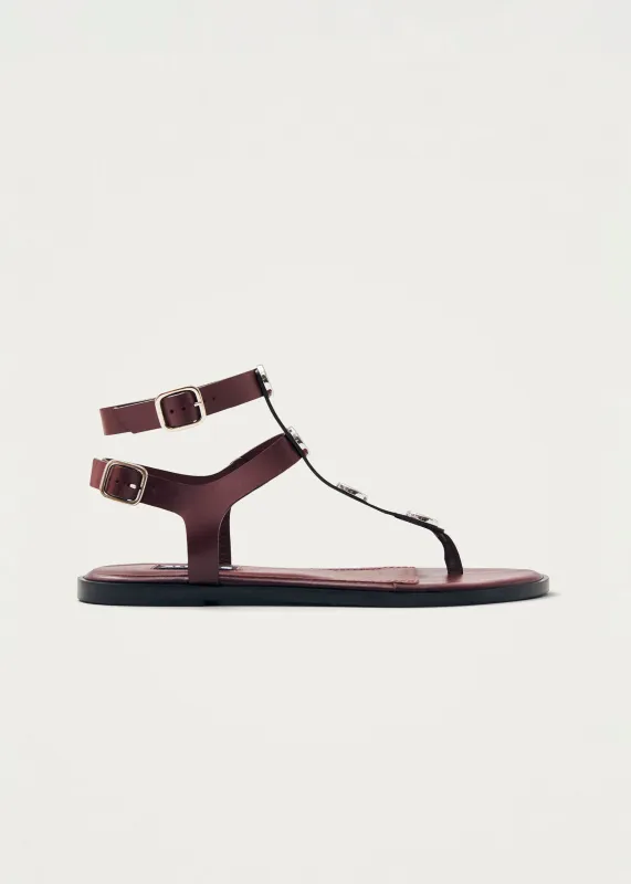 Xena Burgundy Leather Sandals sold by Alohas