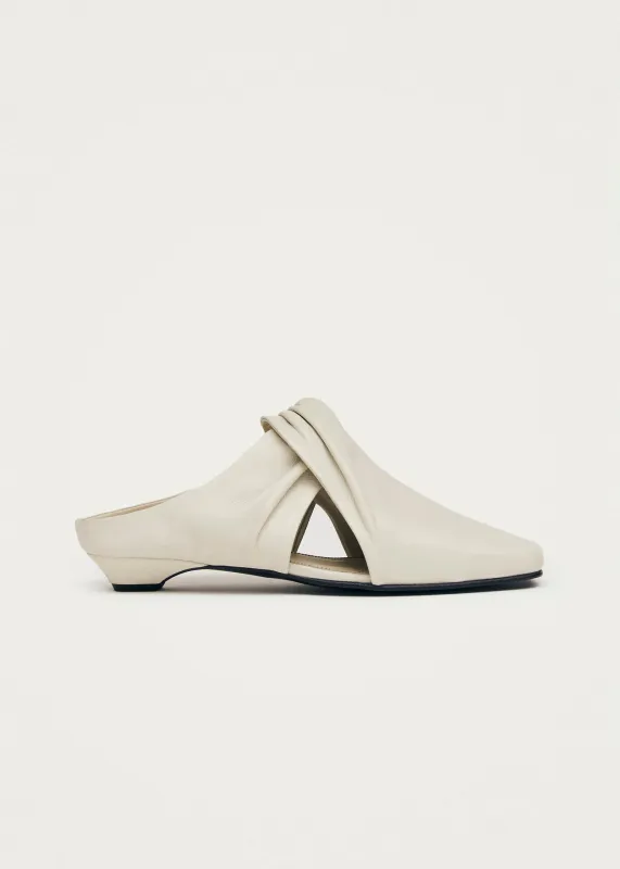 Blau Cream Leather Mules sold by Alohas