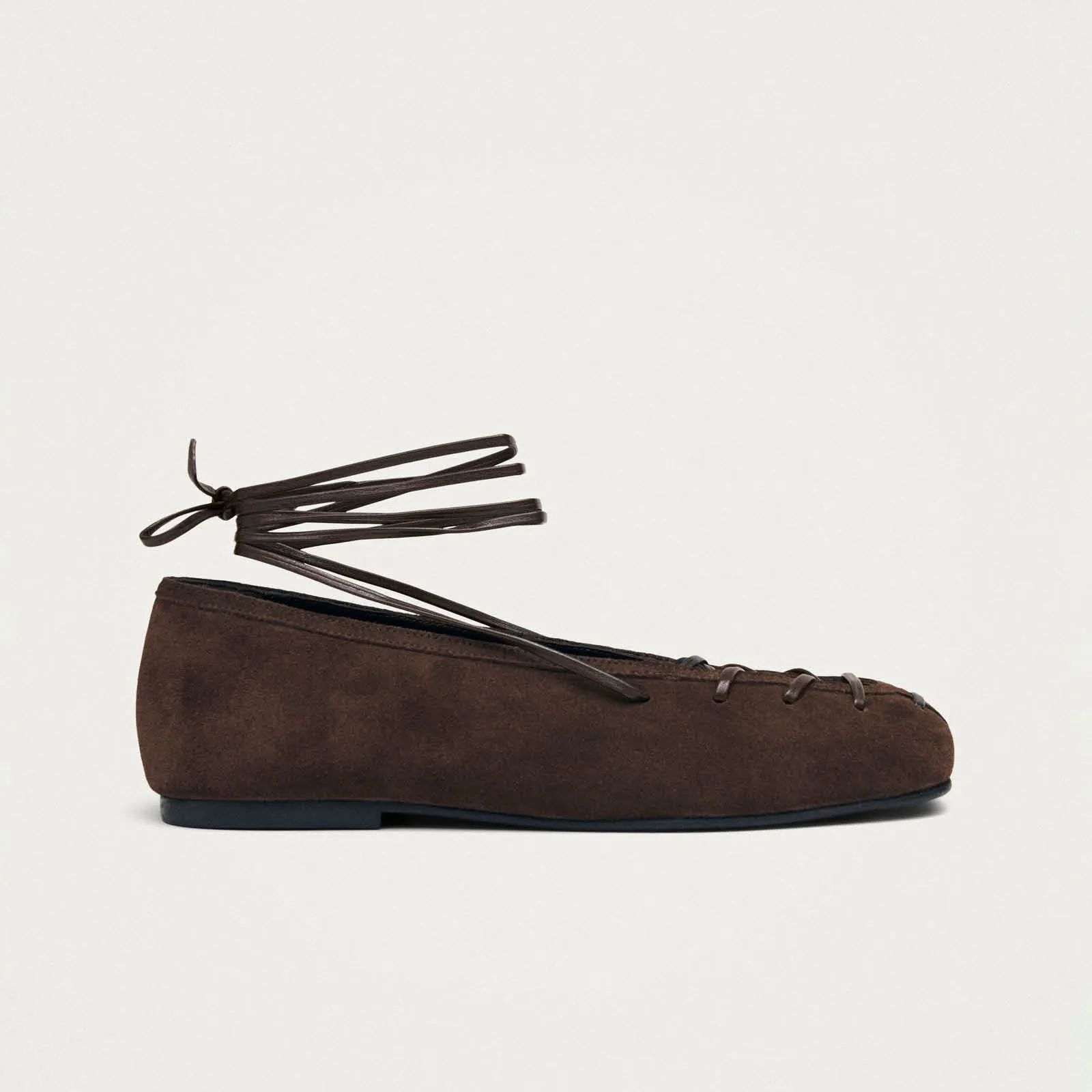 Bumi Suede Brown Leather Ballet Flats sold by Alohas product image thumbnail 3