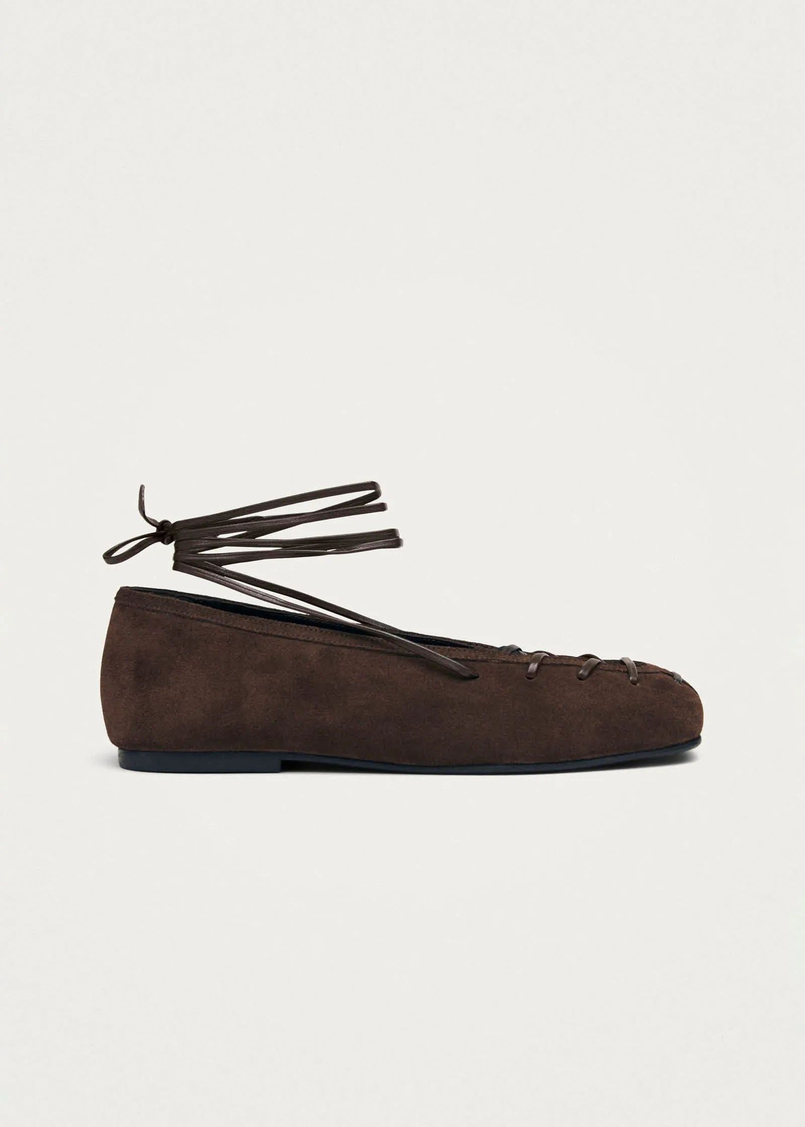 Bumi Suede Brown Leather Ballet Flats sold by Alohas