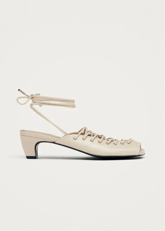 Angelica Cream Leather Sandals sold by Alohas