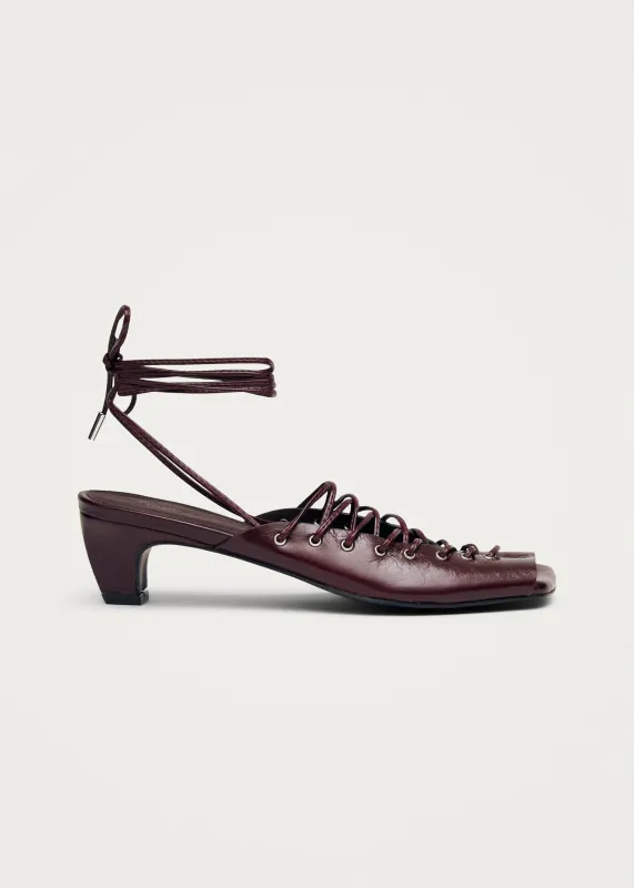 Angelica Burgundy Leather Sandals sold by Alohas