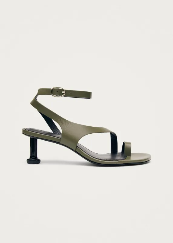 Miquela Khaki Leather Sandals sold by Alohas
