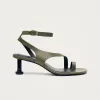 Miquela Khaki Leather Sandals sold by Alohas