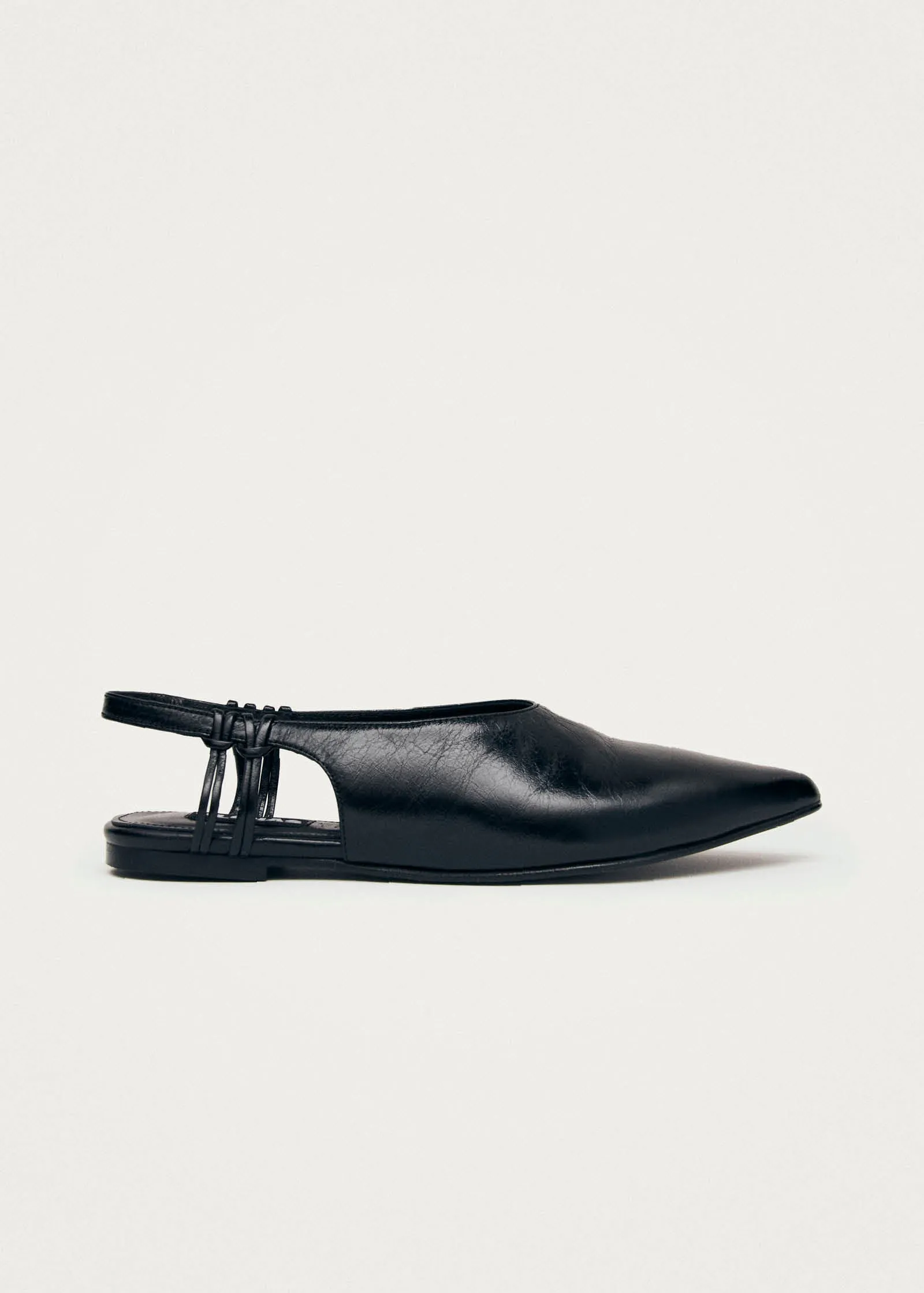 Mandy Black Leather Ballet Flats sold by Alohas