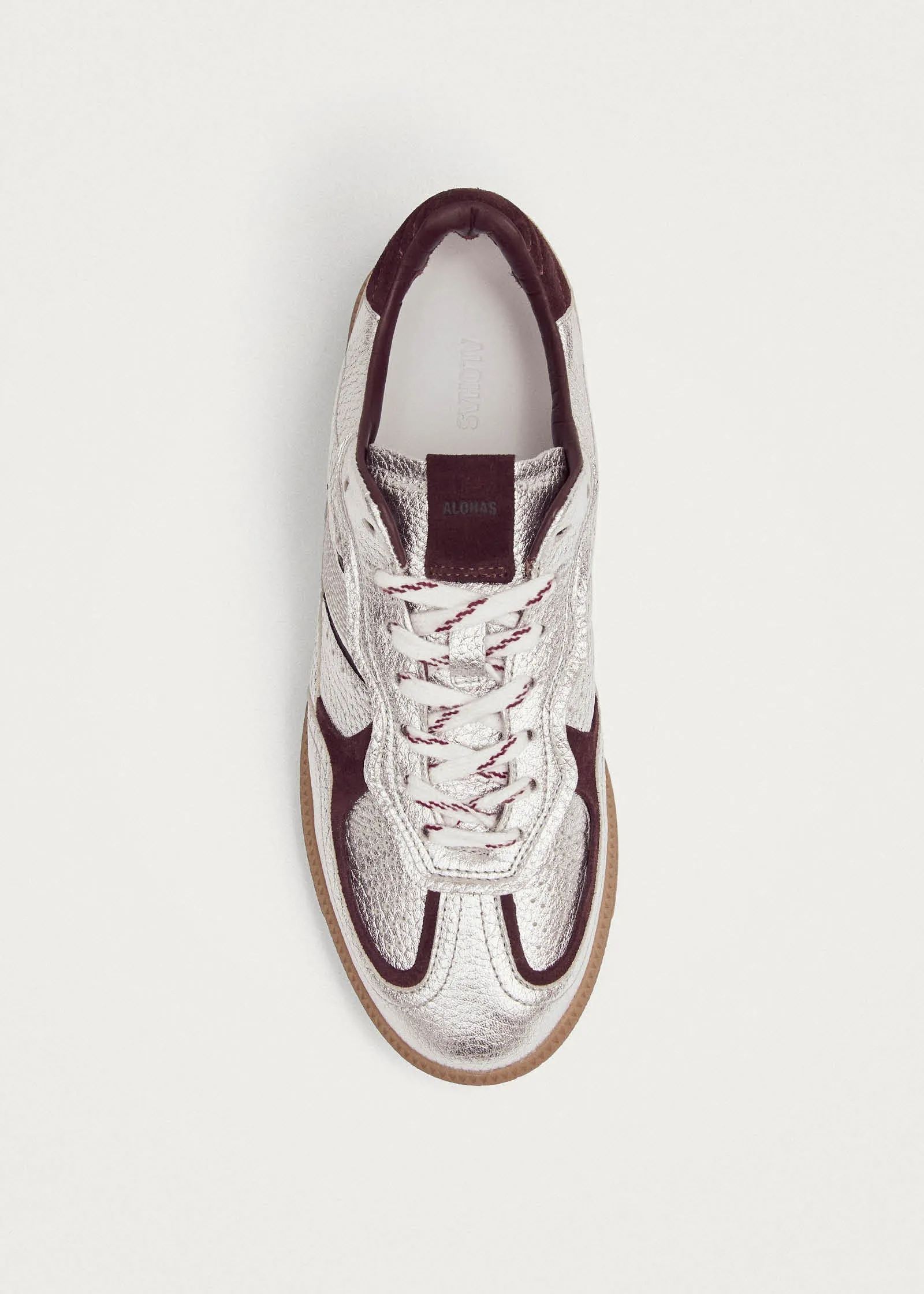 Tb.490 Grain Shimmer Silver & Burgundy Leather Sneakers sold by Alohas product image thumbnail 4