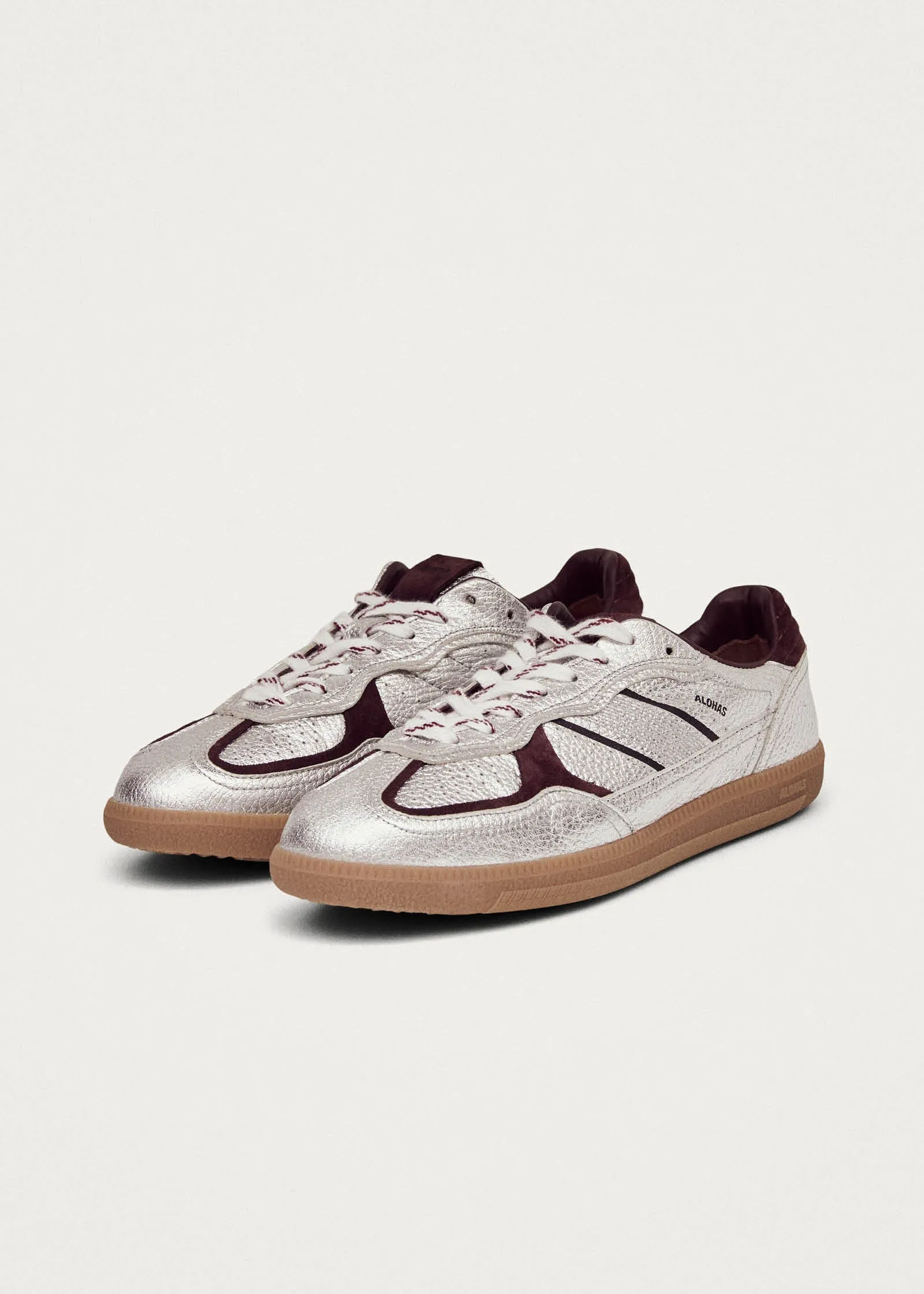 Tb.490 Grain Shimmer Silver & Burgundy Leather Sneakers sold by Alohas product image thumbnail 2