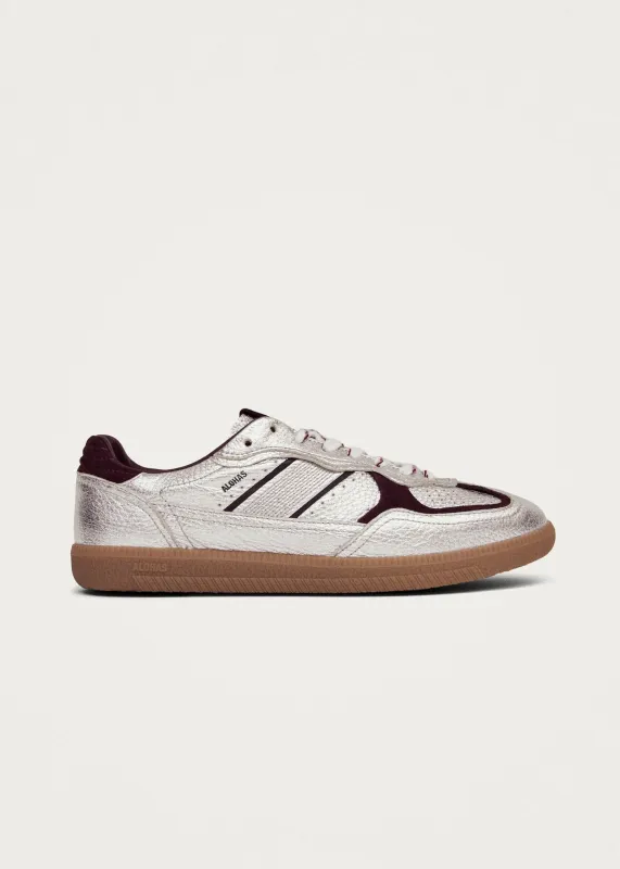 Tb.490 Grain Shimmer Silver & Burgundy Leather Sneakers sold by Alohas