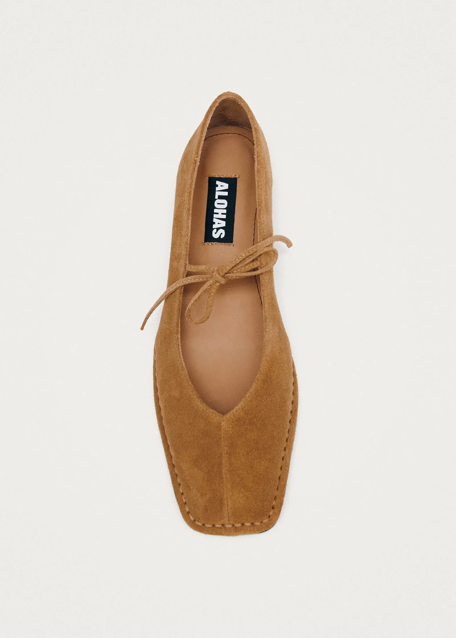 Sway Suede Tan Leather Ballet Flats sold by Alohas