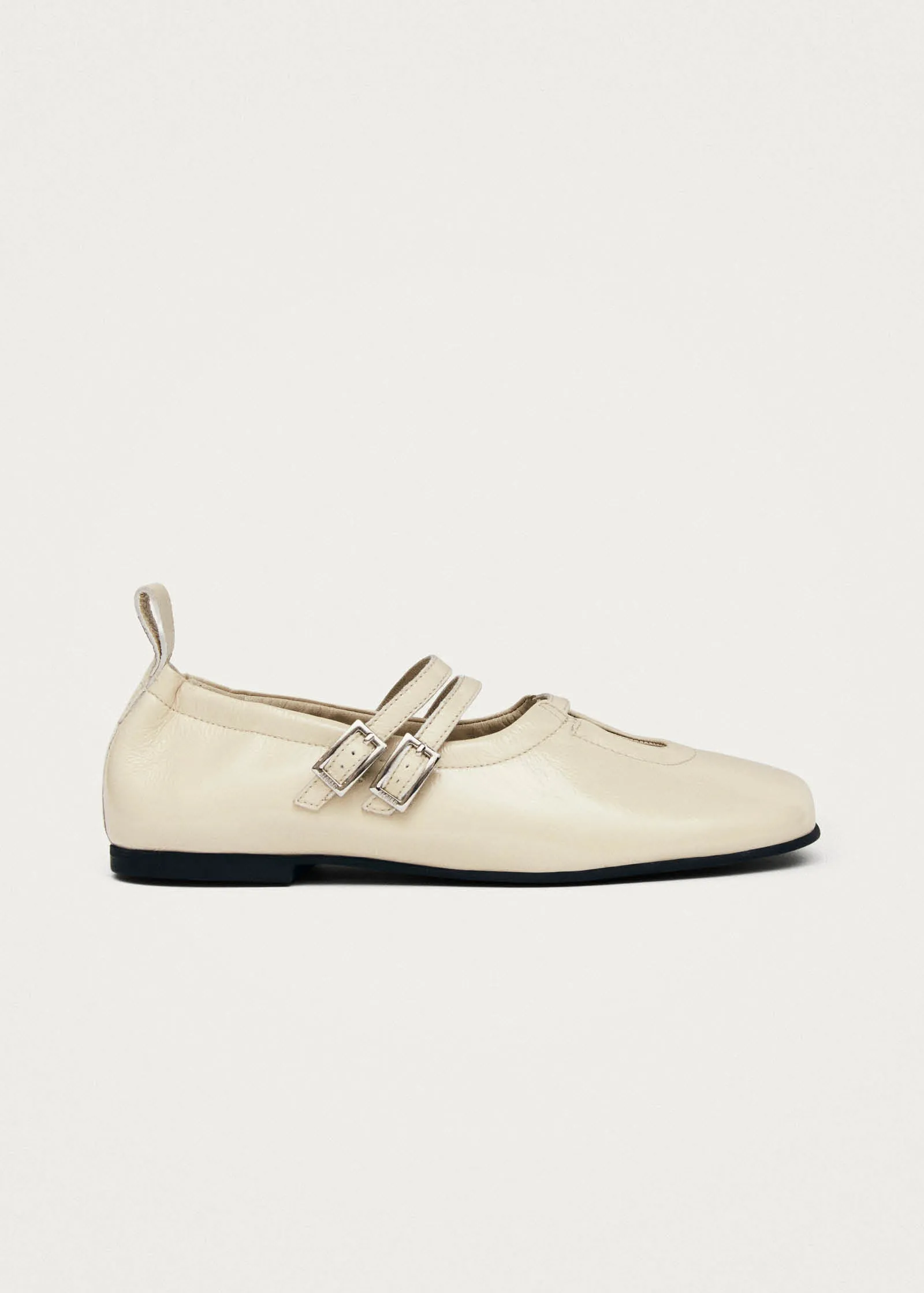 Anne Onix Cream Leather Ballet Flats sold by Alohas