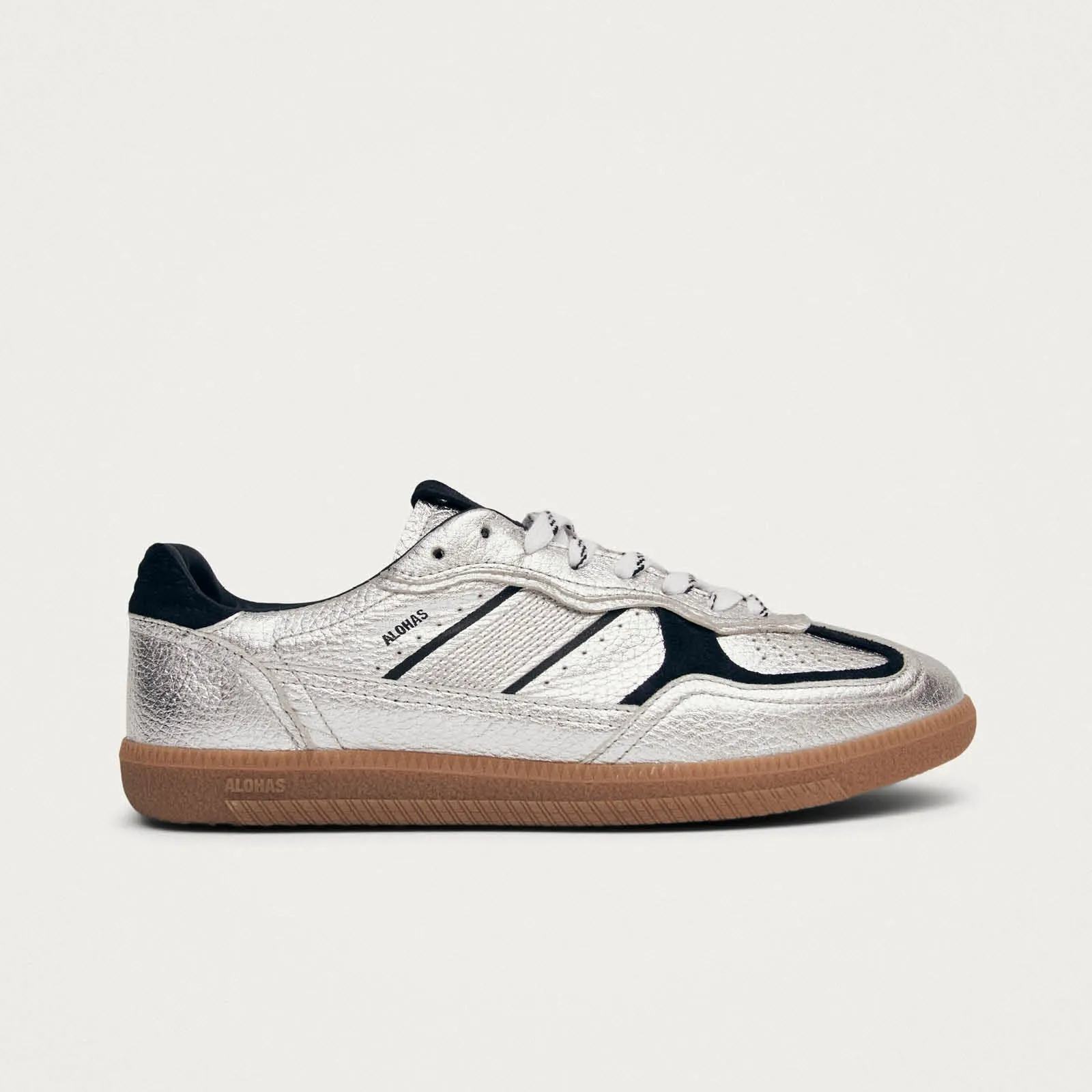 Tb.490 Grain Shimmer Silver & Navy Leather Sneakers sold by Alohas product image thumbnail 3