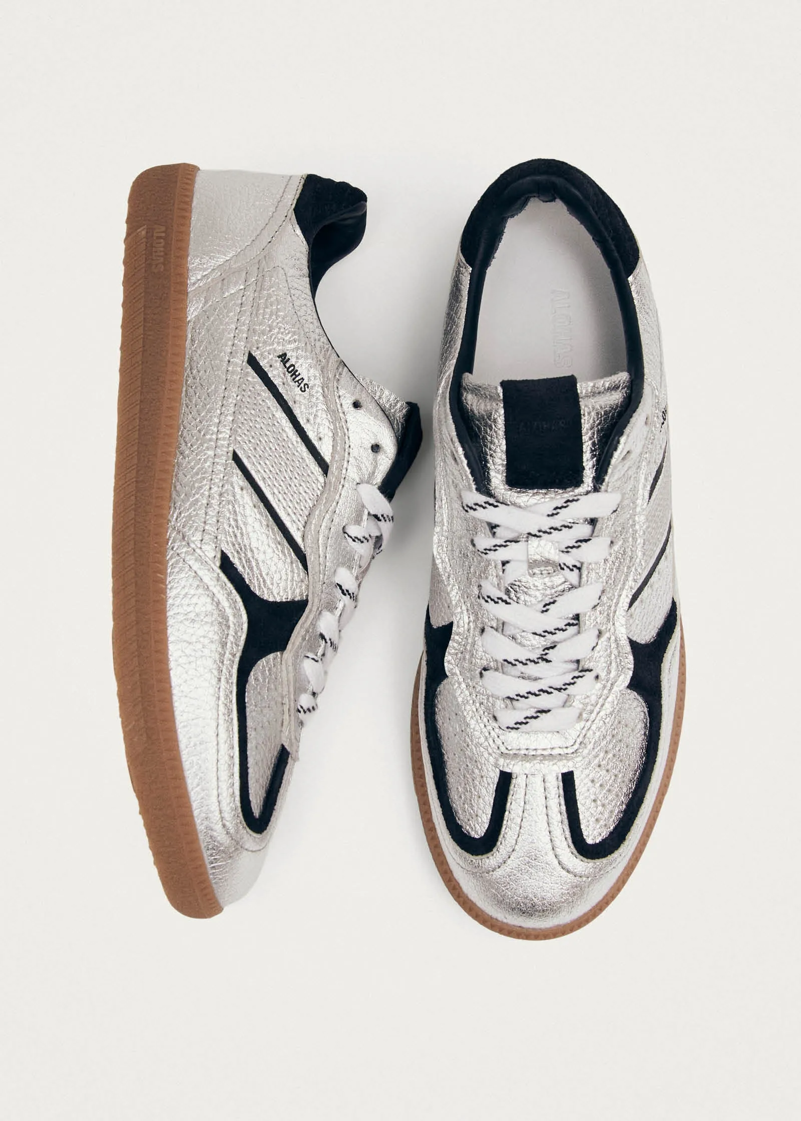Tb.490 Grain Shimmer Silver & Navy Leather Sneakers sold by Alohas product image thumbnail 4