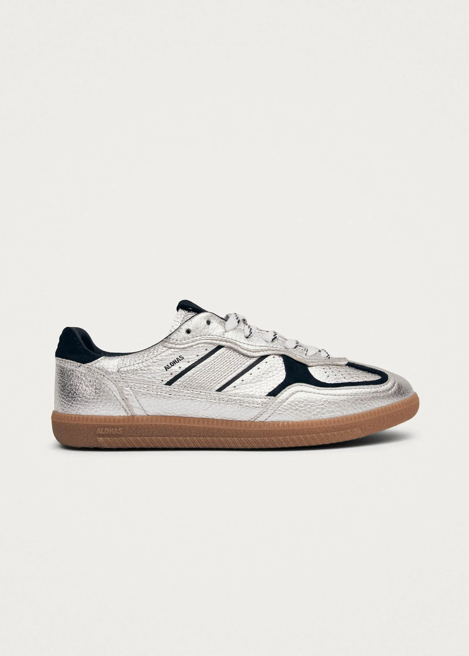 Tb.490 Grain Shimmer Silver & Navy Leather Sneakers sold by Alohas
