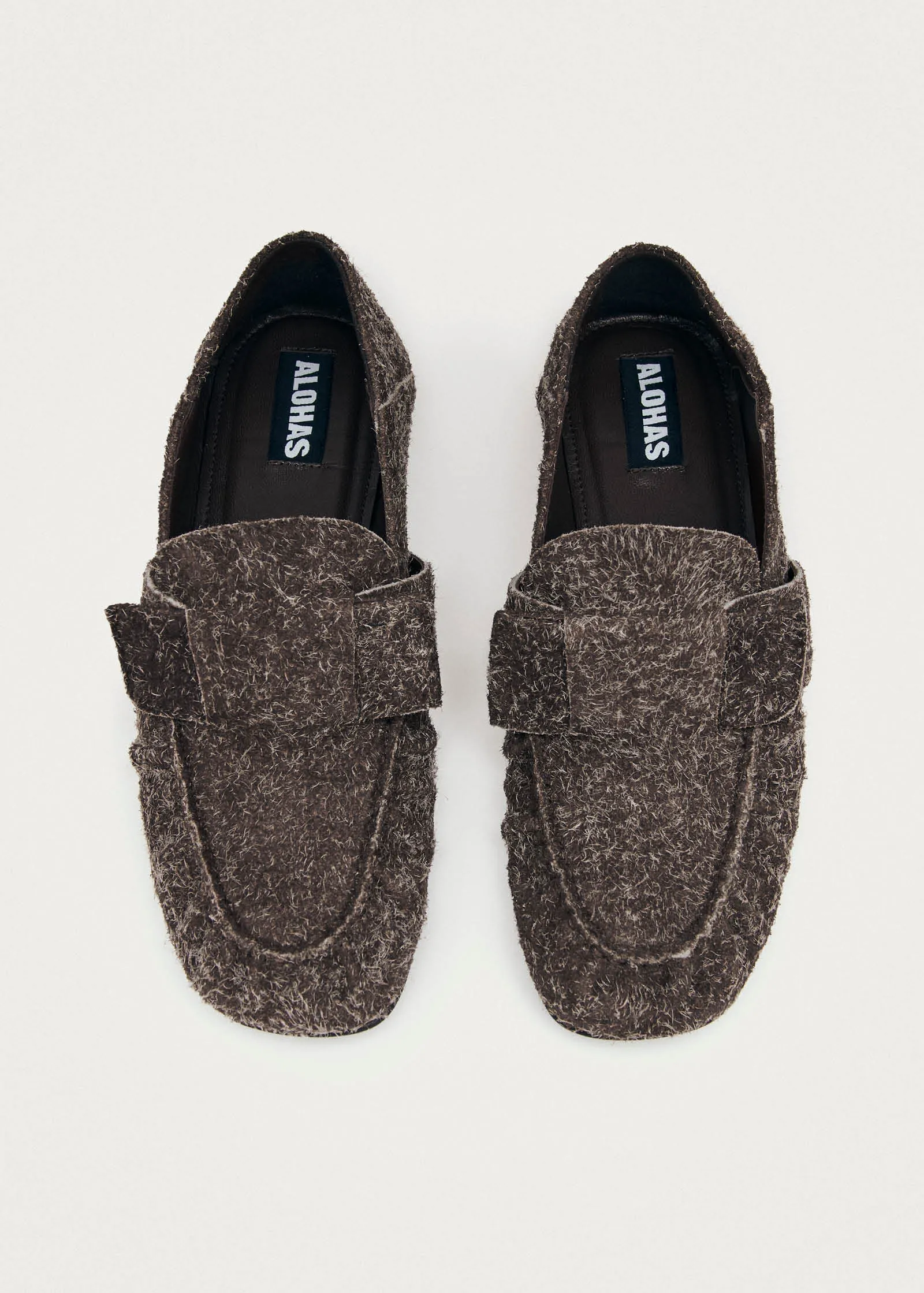 Aeryn Suede Fuzzy Brown Leather Loafers sold by Alohas product image thumbnail 4