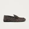 Aeryn Suede Fuzzy Brown Leather Loafers sold by Alohas