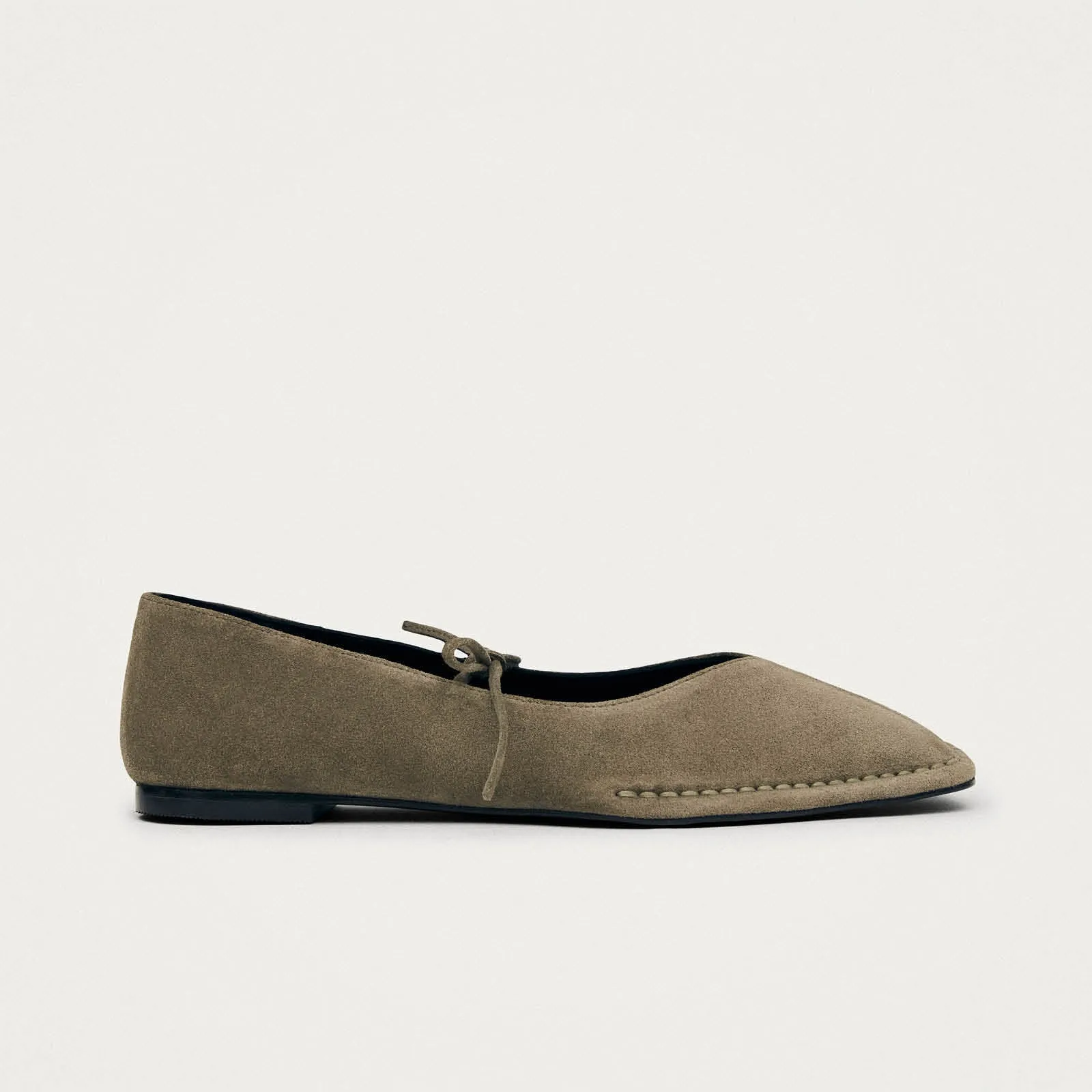 Sway Suede Khaki Leather Ballet Flats sold by Alohas product image thumbnail 3