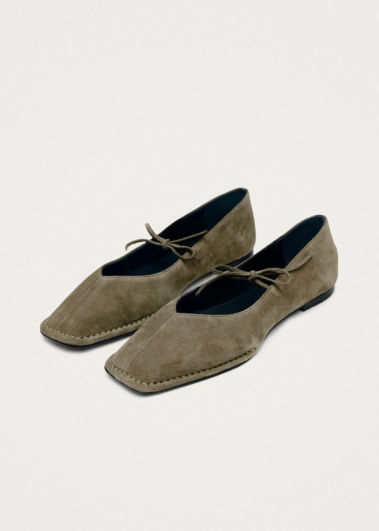 Sway Suede Khaki Leather Ballet Flats sold by Alohas product image thumbnail 5