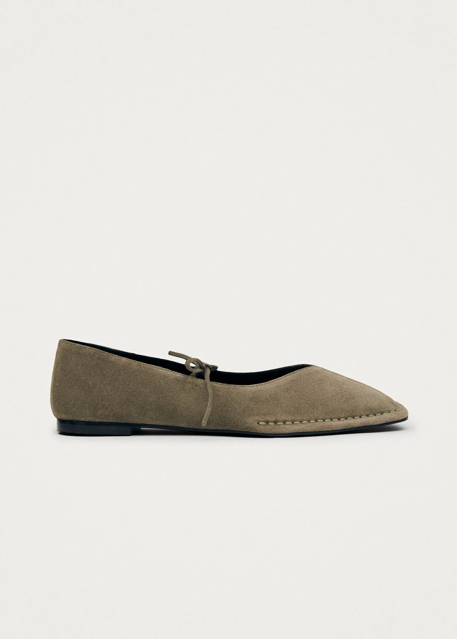 Sway Suede Khaki Leather Ballet Flats sold by Alohas product image thumbnail 4