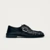 Brandy Black Leather Loafers sold by Alohas