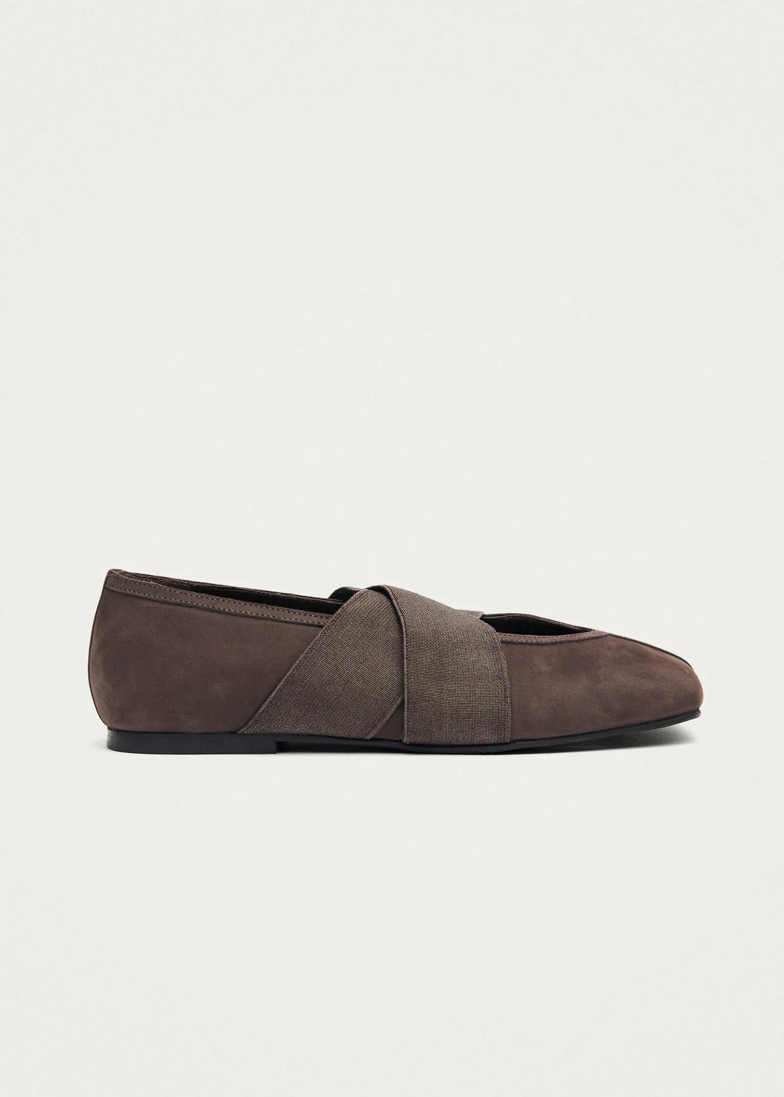 Tirta Suede Chocolate Leather Ballet Flats sold by Alohas