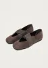 Tirta Suede Chocolate Leather Ballet Flats sold by Alohas