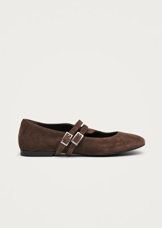 Romy Suede Brown Leather Ballet Flats sold by Alohas
