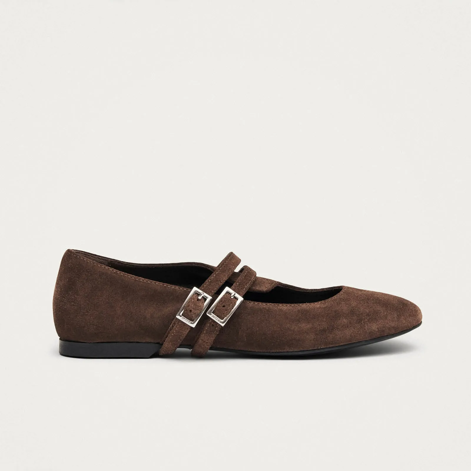 Romy Suede Brown Leather Ballet Flats sold by Alohas product image thumbnail 3