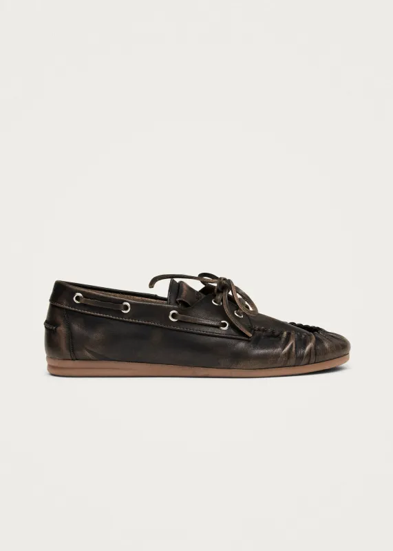 Rowan Brushed Brown Leather Loafers sold by Alohas
