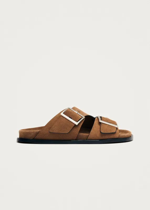 Alba Suede Tan Leather Sandals sold by Alohas