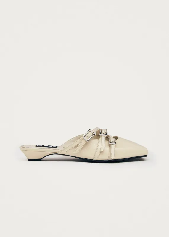 Penelope Onix Cream Leather Mules made by Alohas