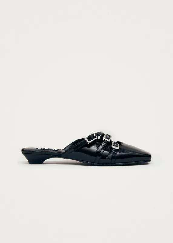 Penelope Onix Black Leather Mules sold by Alohas