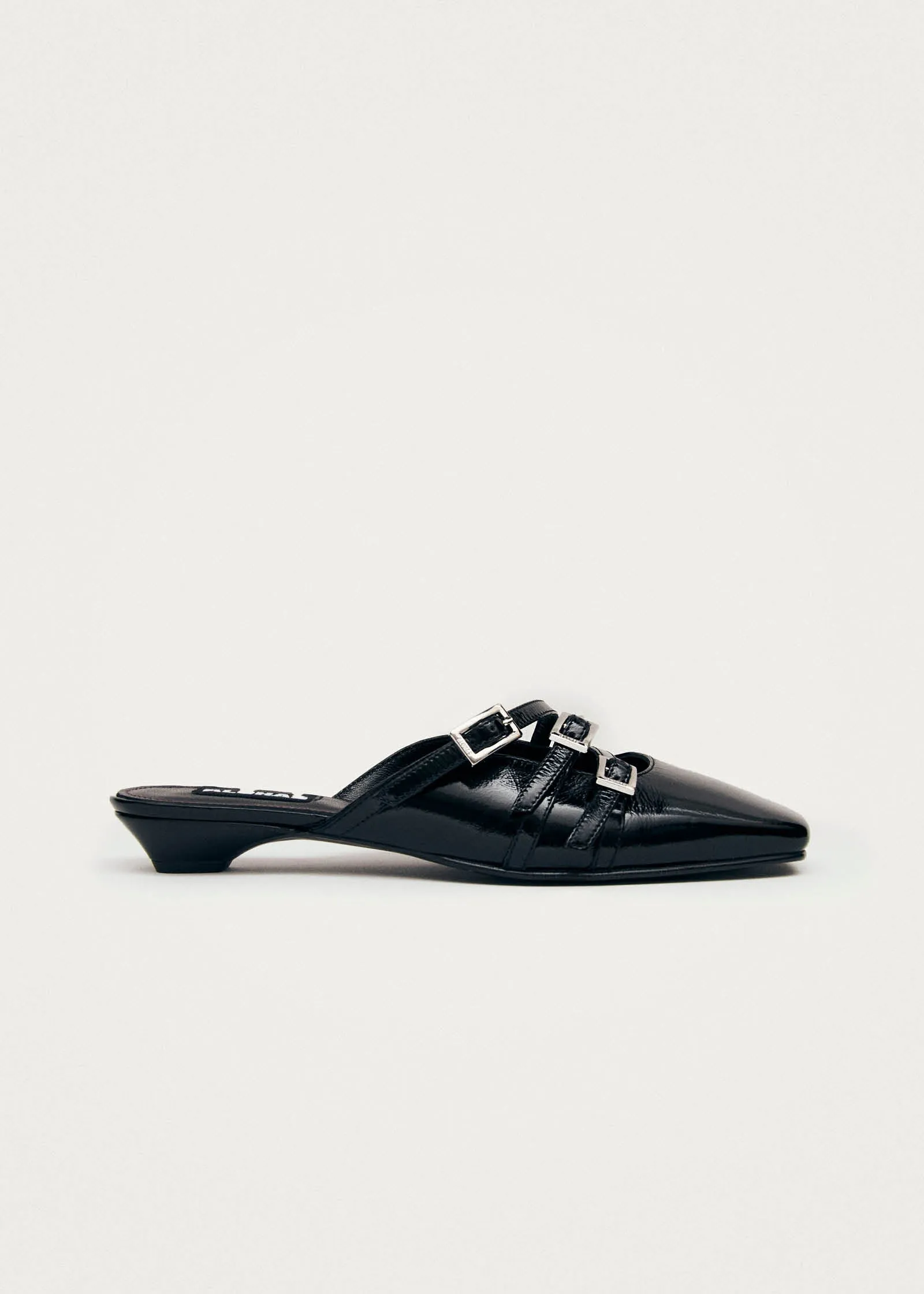Penelope Onix Black Leather Mules sold by Alohas